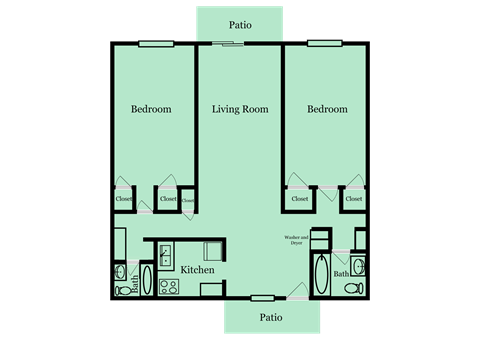 2 bed 2 bath floor plan 2 bed 2 bath floor plan at Gardens at Camp Creek, Atlanta, GA, 30349